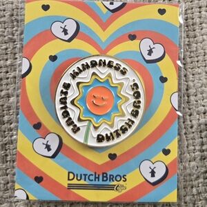 Dutch Bros Sunflower Pin - Orange & Blue with White Accents